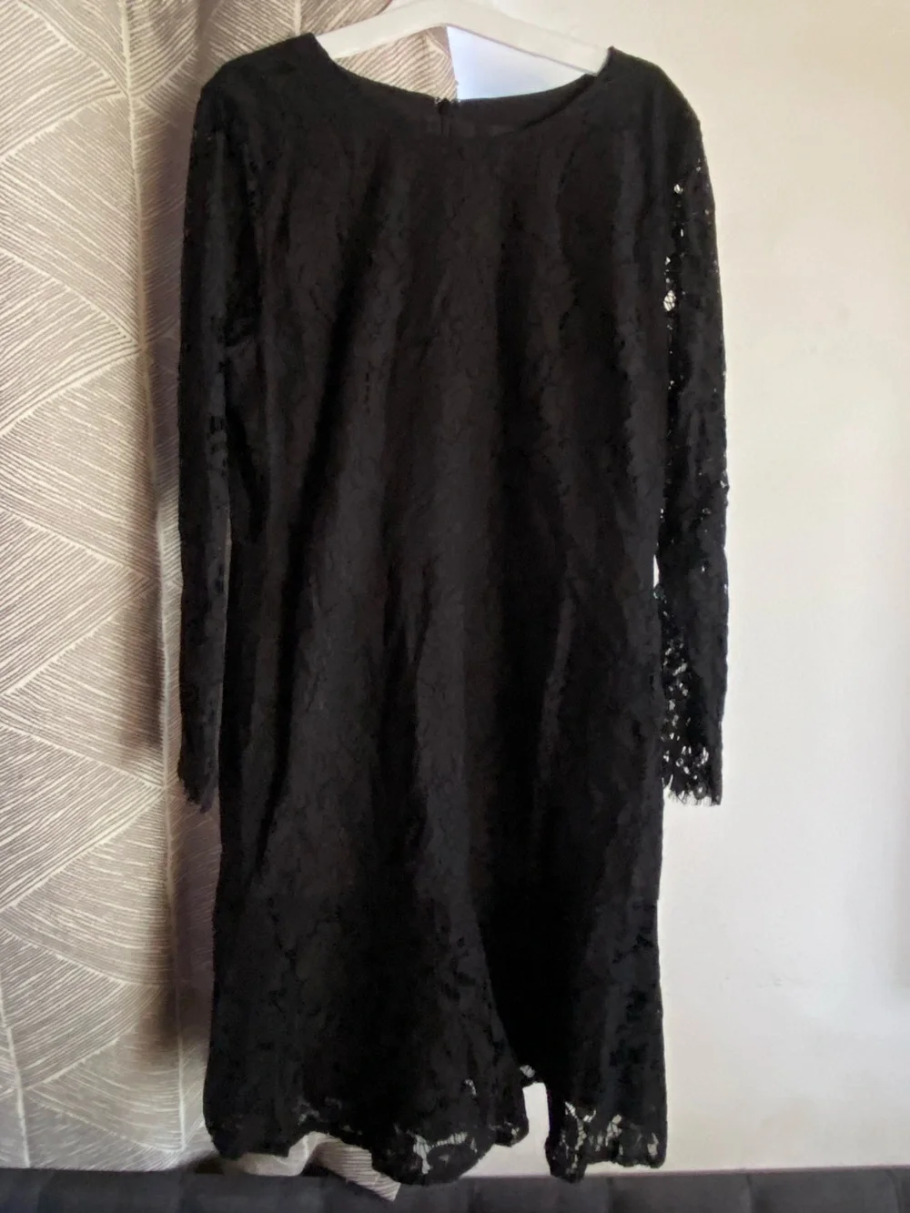 J. Crew Black Lace Long-Sleeve Shift Dress Sz 16